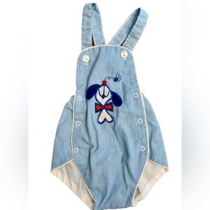 Health-Tex VTG Baby Boy Blue Sunsuit‎ Bubble embroidered dog cartoonish size 12M